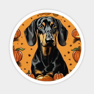 Black and Tan Coonhound Dog Halloween Magnet